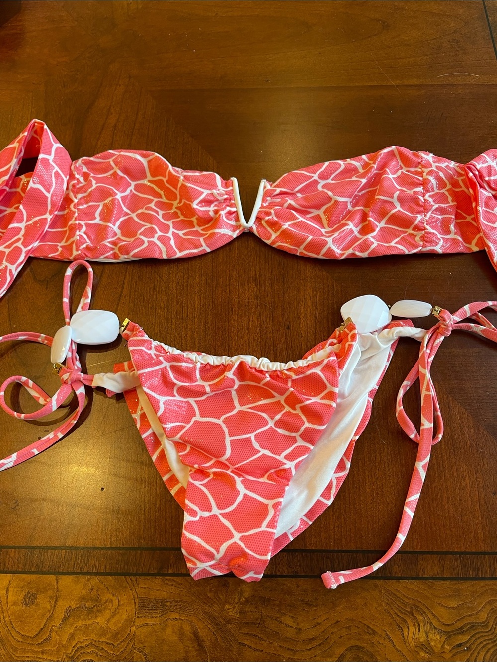 Beach bunny pink mermaid bikini bandeau XS, fringe top M and bottoms M - Picture 7 of 16